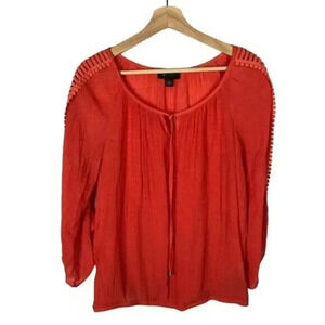 AB Studio Orange Caged Long Sleeve Blouse S